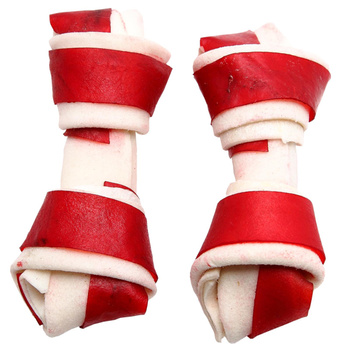 AK 27 -  Knotted bone white/red (taste beef) 10cm (30-35g)