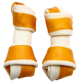 AK 29 Rawhide knotted white/yellow (taste lamb) 10cm (30-35g)10CM (30-35G) 10PCS