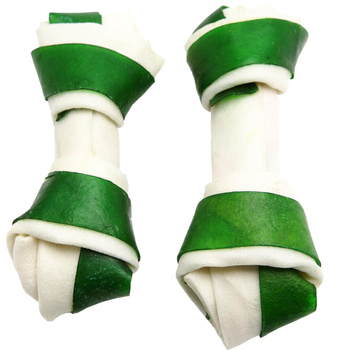 AK 28 - Rawhide knotted bone white/ green (taste chlorophyll) 10cm (30-35g)