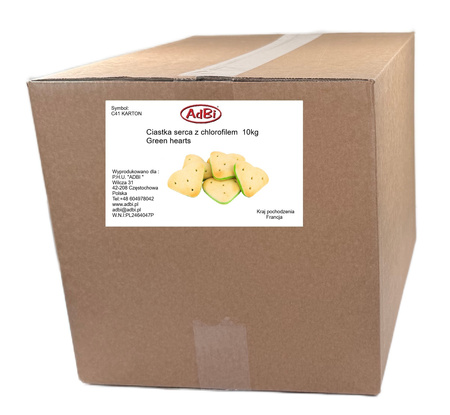C41K  KARTON LUZ 10kg - Ciastka serca z chlorofilem 