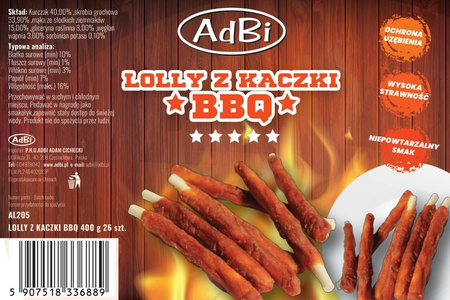 AL205 LOLLY Z KACZKI BBQ 400g - 26szt