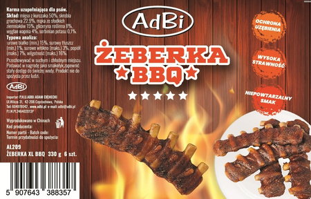 AL209 Żeberka XL BBQ  330g  (6szt)