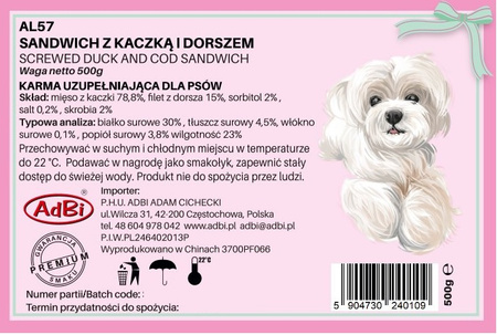 AL57 SCREWED DUCK AND COD SANDWICH 500G