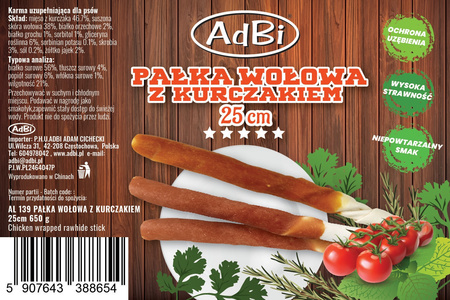 AL139 PAŁKA WOŁOWA Z KURCZAKIEM 25cm  650g  (10szt)