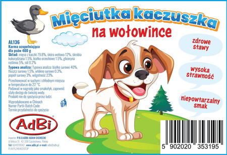 AL136 MIĘCIUTKA KACZUSZKA NA WOŁOWINCE 400g