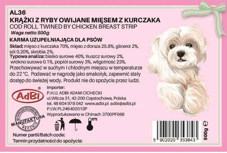 AL36 COD ROLL TWINED BY CHICKEN BREAST STRIP 500g