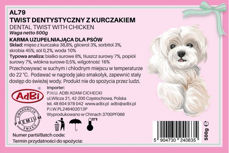 AL79 TWIST DENTYSTYCZNY Z KURCZAKIEM (11-12CM) 500G
