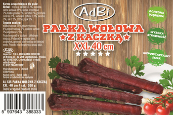 AL135 PAŁKA WOŁOWA Z KACZKĄ XXL 40cm  500g - (4szt)
