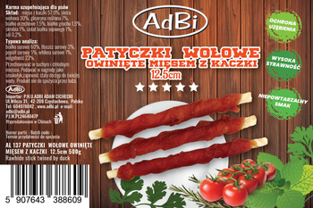 AL137 PATYCZKI WOŁOWE OWINIĘTE MIĘSEM Z KACZKI 12.5cm  500g